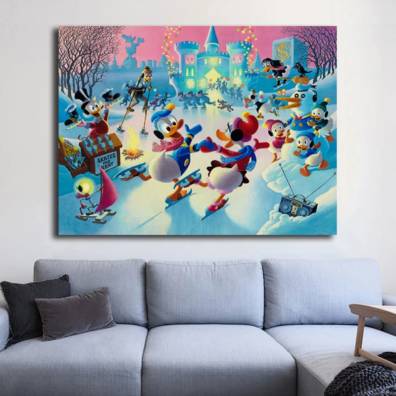 

Uncle Scrooge Snow Carl Barks Scrooges McDuckes Canvas Painting Oil Print Poster Wall Art Picture for Living Room Home Decor