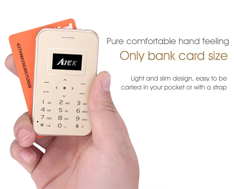 AIEK X8 ультра тонкая карта мобильный телефон мини карманный студенческий персональный низкий уровень радиации Поддержка TF карта сотовый телефон