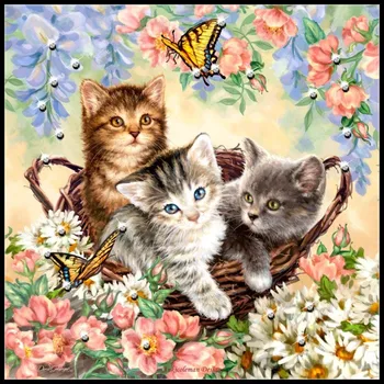 

Kittens and Butterflies - Counted Cross Stitch Kits - DIY Handmade Needlework For Embroidery 14 ct Cross Stitch Sets DMC Color