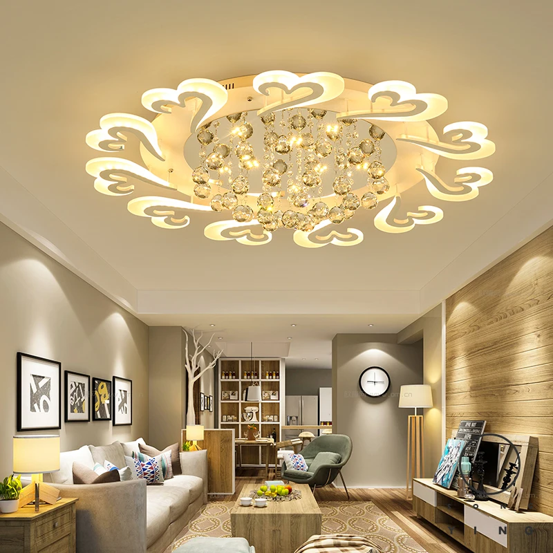 

Crystal White Finish Living Room Bedroom Study Room Led Ceiling Lights lampara de techo Modern led Ceiling Lamp Fixtures