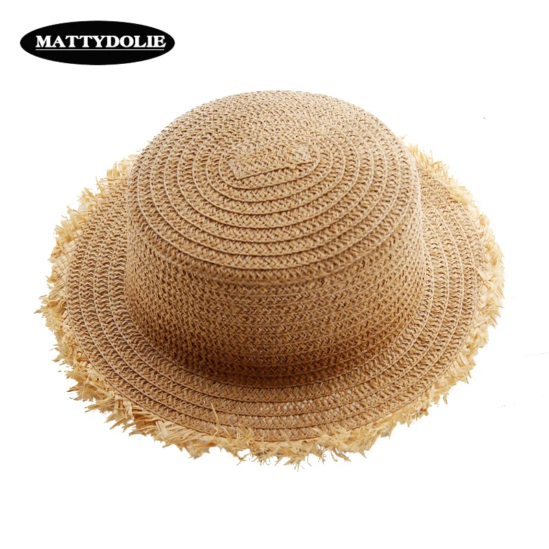 

MATTYDOLIE Wholesale sun hat female summer folding sunscreen youth outdoor travel straw hat visor flat top beach hat