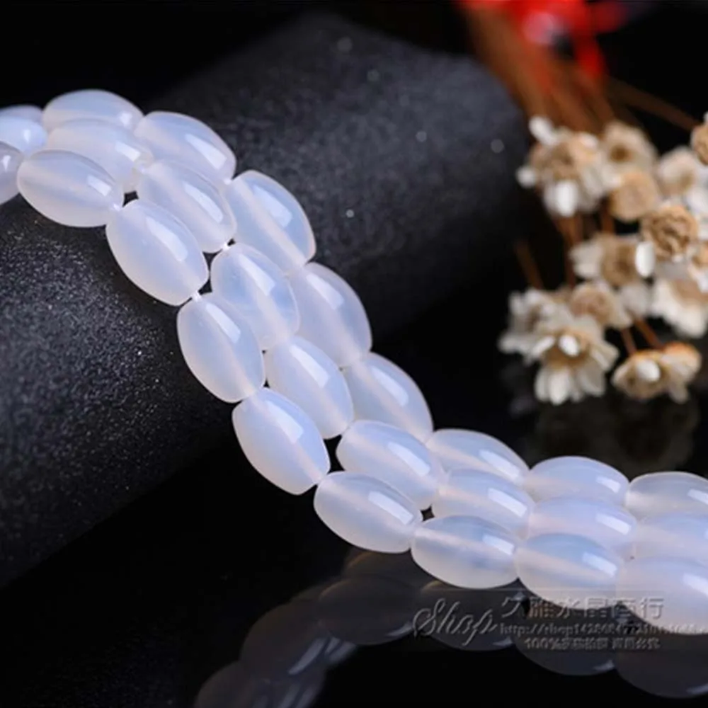 

Rockcrastal Natural white rice beads semi-finished products drum beads DIY jewelry with beads Wholesale White07