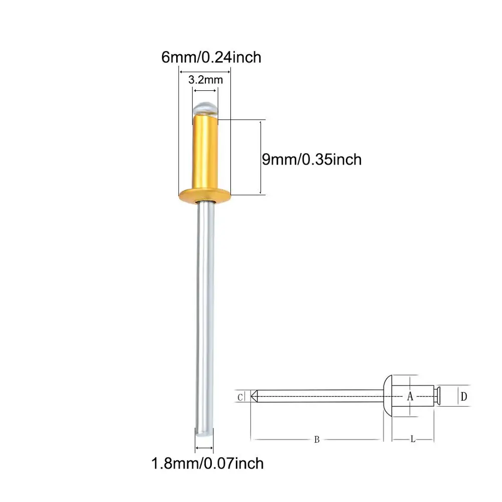 Uxcell 200 шт алюминиевые поп заклепки купольная головка слепой для соединения железа Алюминиевый пластик резина дерево ламинаты красный черный синий желтый