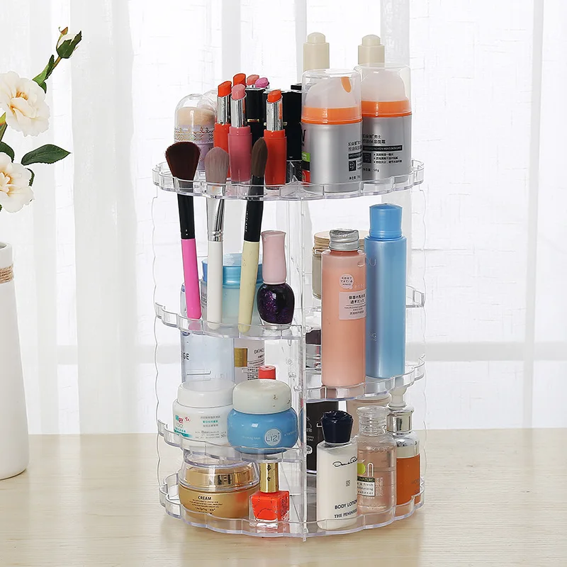 Creative Clear 360 Degree Rotating Makeup Storage Box Desktop Cosmetic