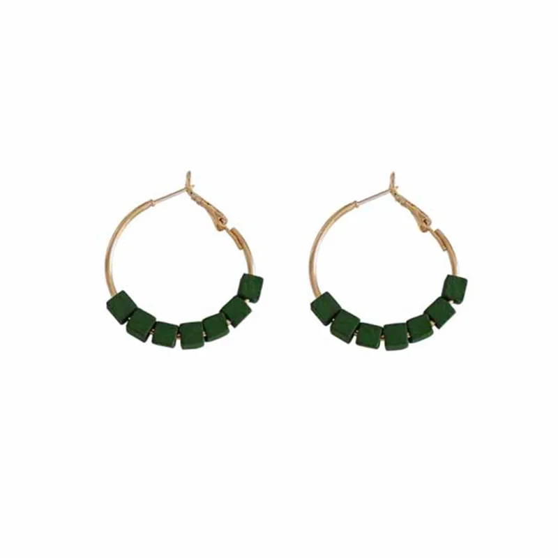 

The wizard of oz Grass green mini small block of metal Light temperament retro ear hook pendant earrings