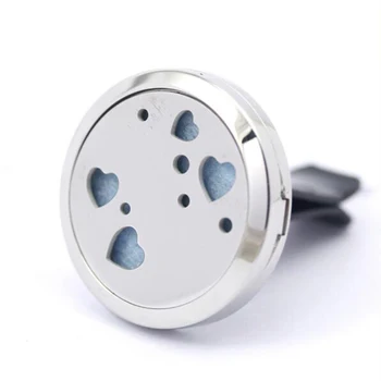 

30mm Stainless Steel heart car aromatherapy aroma essential oil Diffuser Pendant Locket vent clip for car