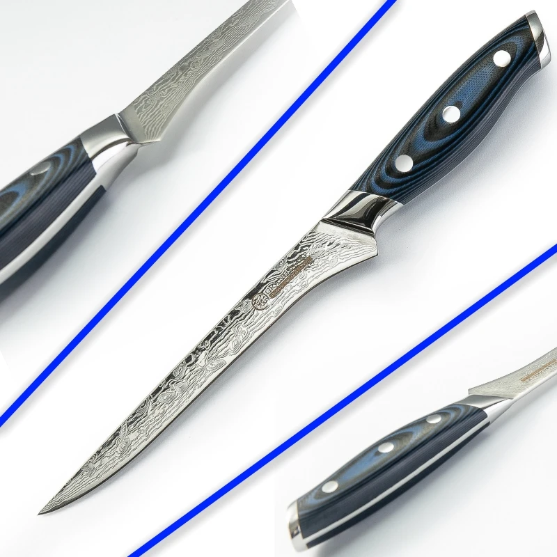 Najtaniej Damasceński nóż kuchenny nóż do trybowania japoński Damascus vg10 noże kuchenne filetowanie krojenie narzędzia kuchenne nóż rzeźnicki niebieski nowy