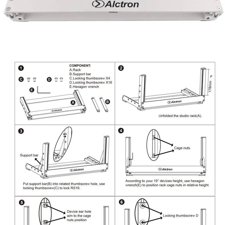 Настольная студийная стойка серии Alctron RS19-4U, используемая для сцены