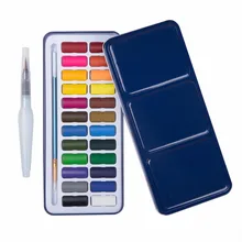 MEEDEN 24 цвета портативные акварельные краски в наборе с щеткой и водяная кисть, отлично подходит для детей начинающих или профессиональных художников