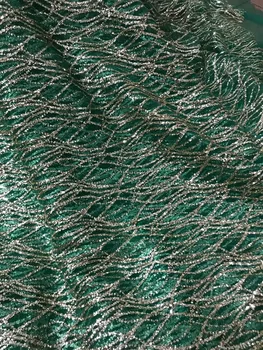 

Hot selling yaking-461 glued glitter sequins lace fabric African French net tulle Lace Fabric for party