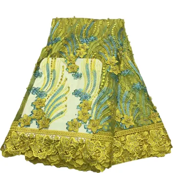 

Nigerian Lace Fabric 2018 High Quality Lace 3D Embroidered French stones Tulle Lace Hot Sale French African Lace Fabric A943-1