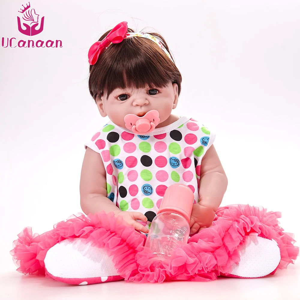 

UCanaan 55CM 22 Inch Full Baby Silicone Reborn Dolls Baby Newborn Alive Baby Doll Toys Best Children Birthday Gifts