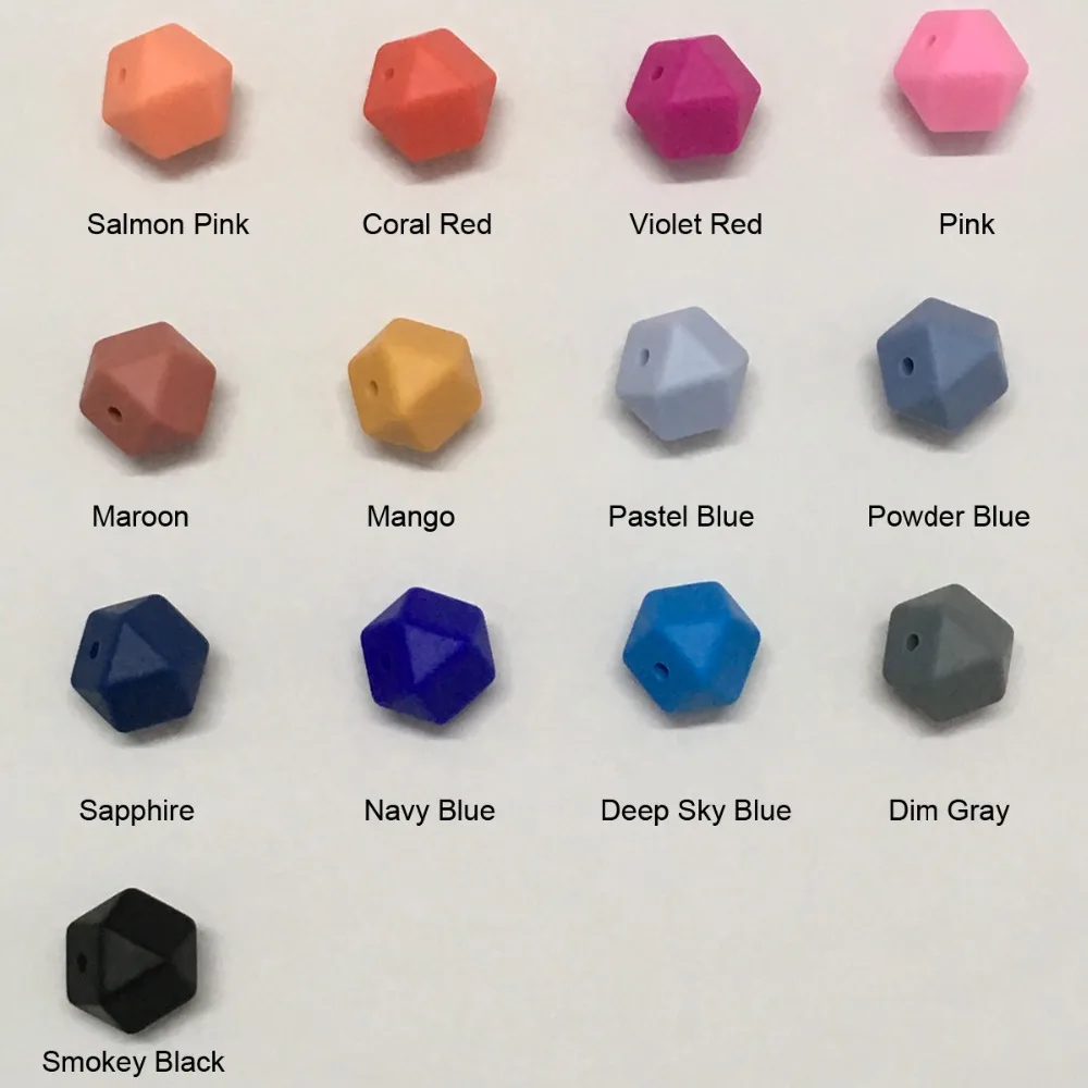 14mm hexagon silicone teething beads