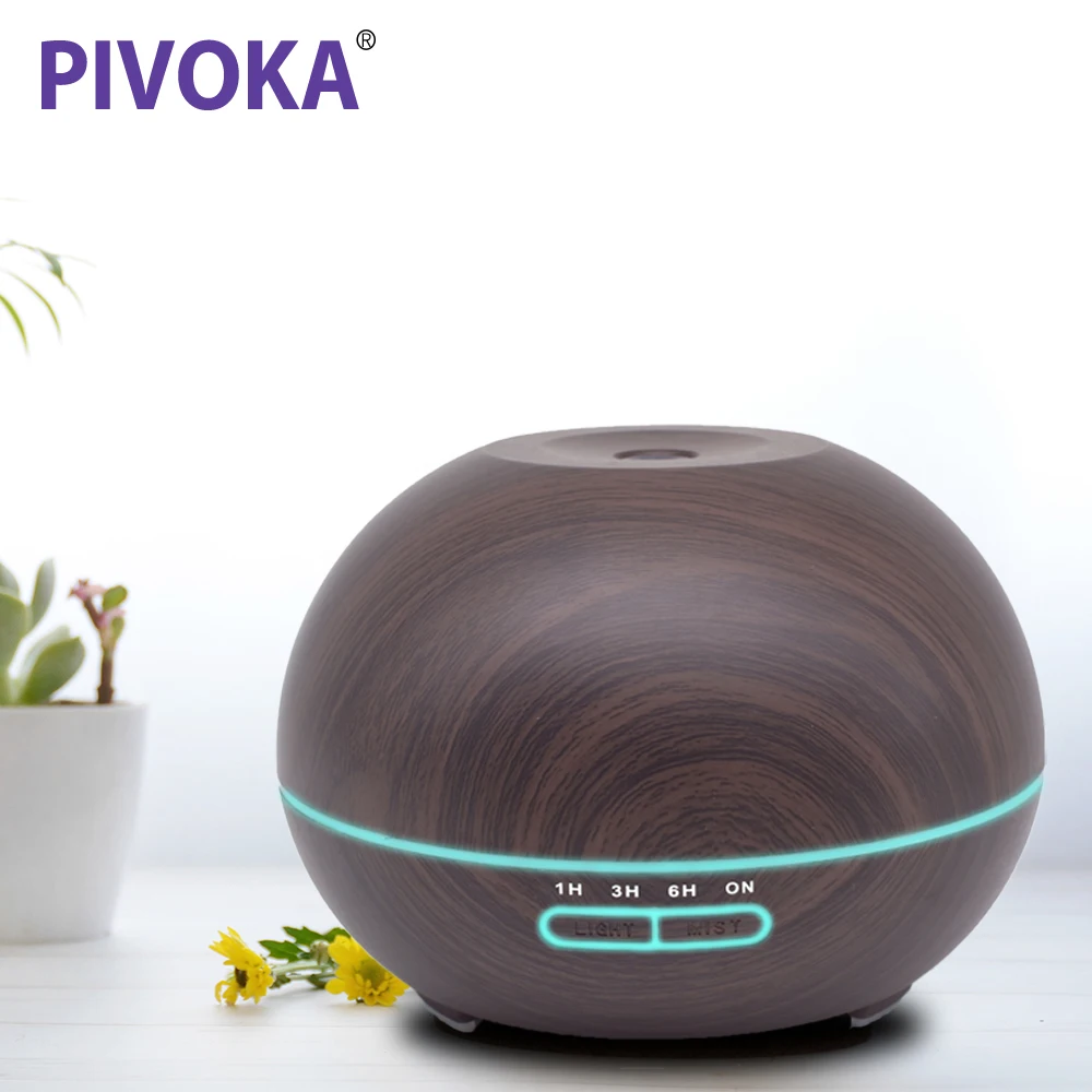 

PIVOKA 550ml Air Humidifier Aroma Huile Essential Oil Diffuser with 7 Color Changing LED Night Light for Home and Office 016