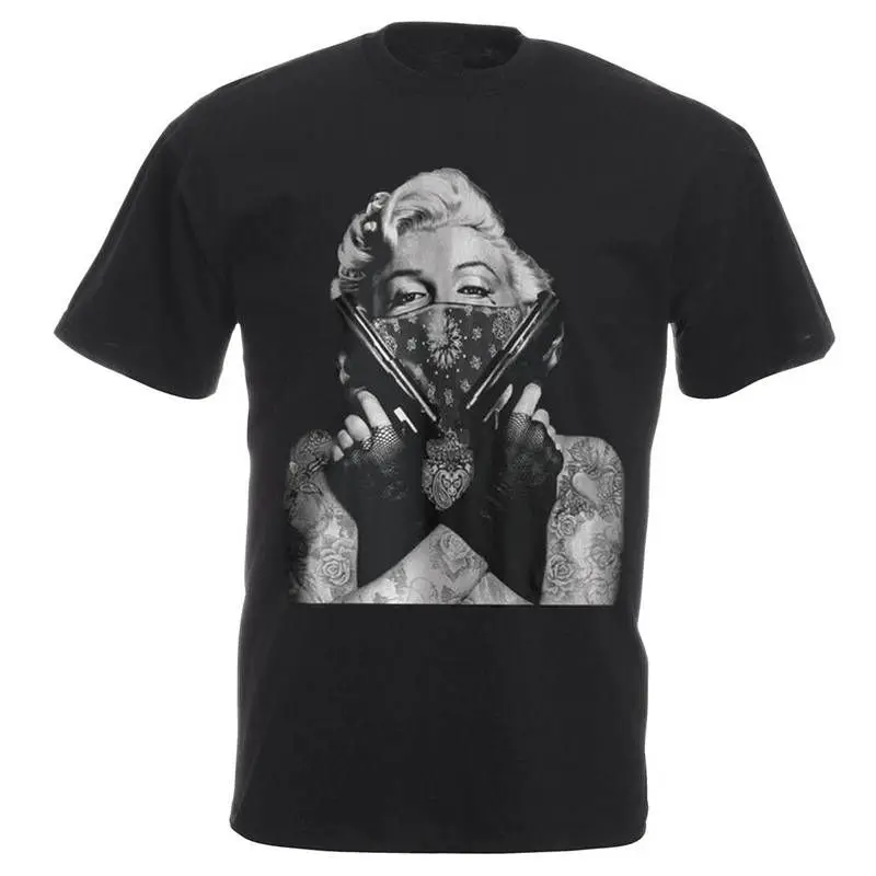 

100% Cotton Tops Tee Short Sleeve Men Top Tattooed Gangsta O-Neck T Shirt