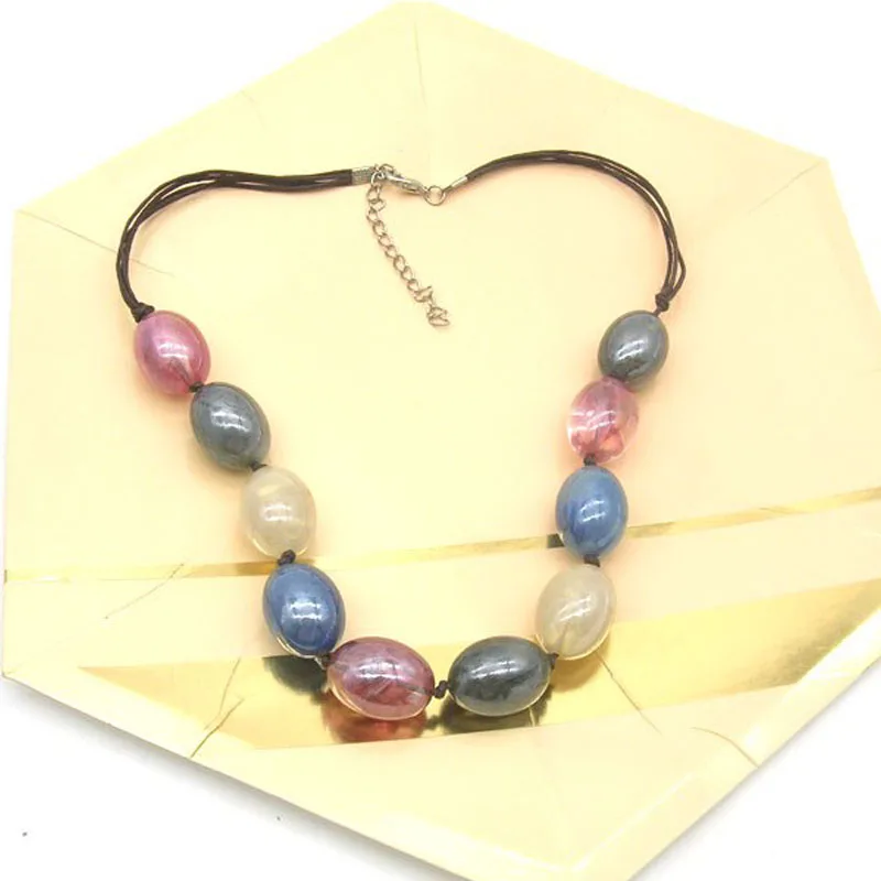 Dandie модное красочное ожерелье из акриловых бус, короткое ювелирное изделие для женщин