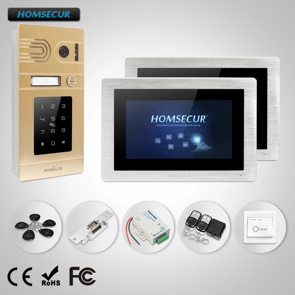 

HOMSECUR 800TVL 7" Video Door Phone Intercom System Electric Strike Lock Set Included BC071-G + BM714-S