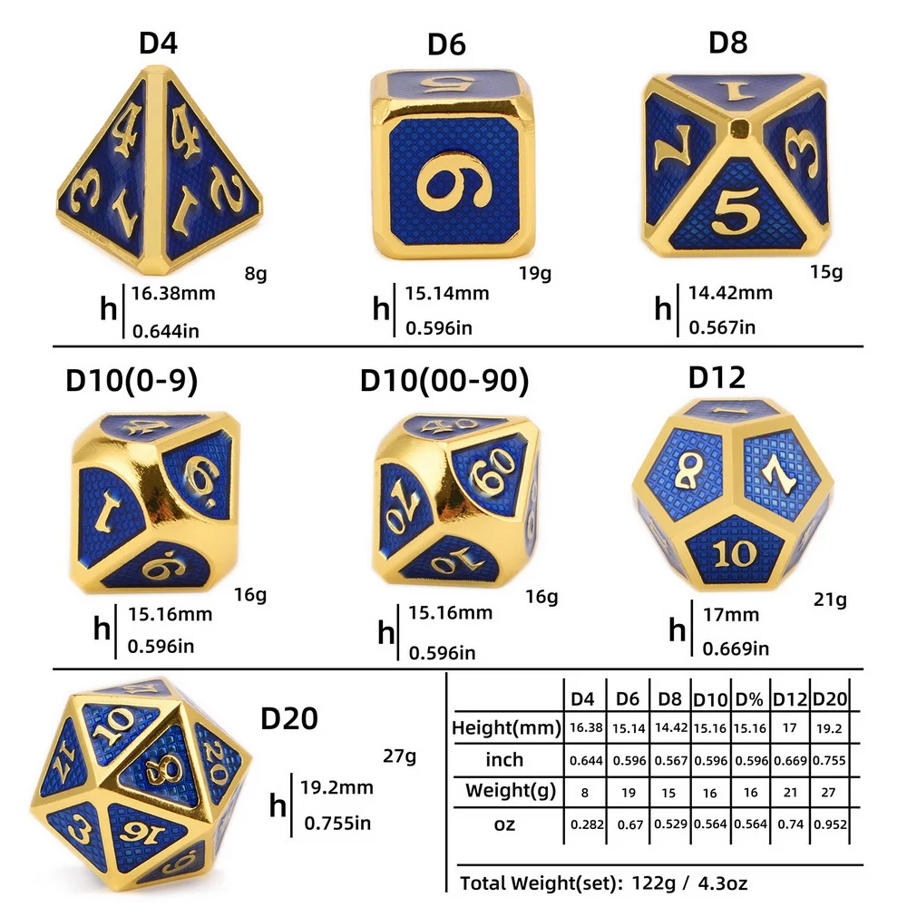 Battleworn Серебряный набор из 7 металла Dice Die D4 D6 D8 D10 (00-90,0-9) D12 D20 для ролевых игр Подземелья и Драконы Pathfinder