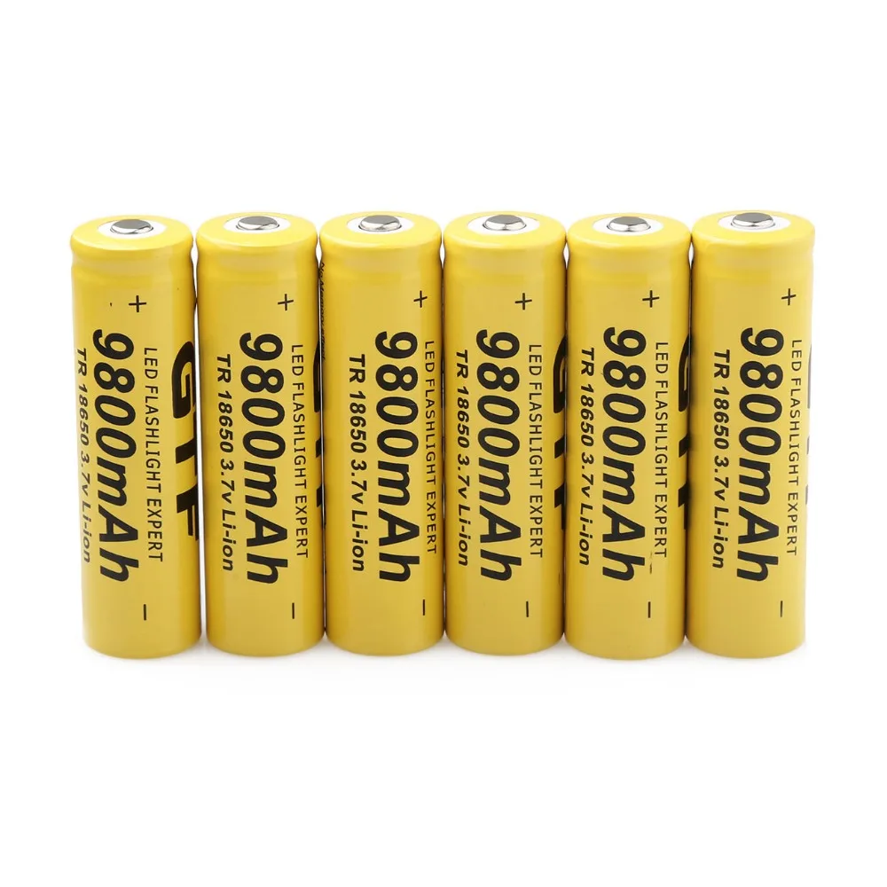 GTF 2 шт 18650 9800 mAh 3 7 V литий ионная аккумуляторная батарея для фонарика + EU li ion