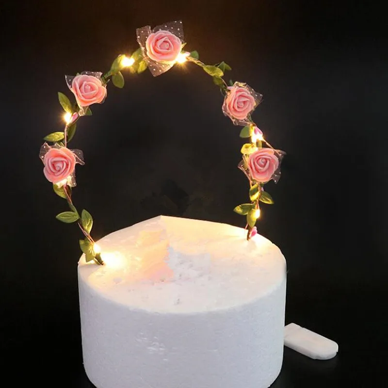 

2019 New LED Flashing Flower Garland Arch Cake Decorating Topper Children Birthday Party Decor Supplies