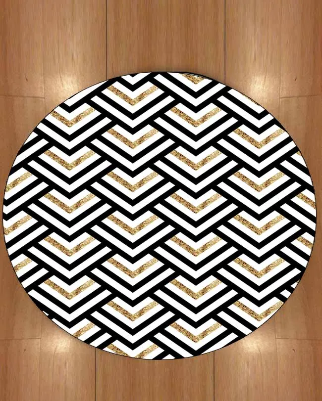

Else Golden Yellow Black Gray Geometric Bias Lines 3d Print Anti Slip Back Round Carpets Area Rug For Living Rooms Bathroom