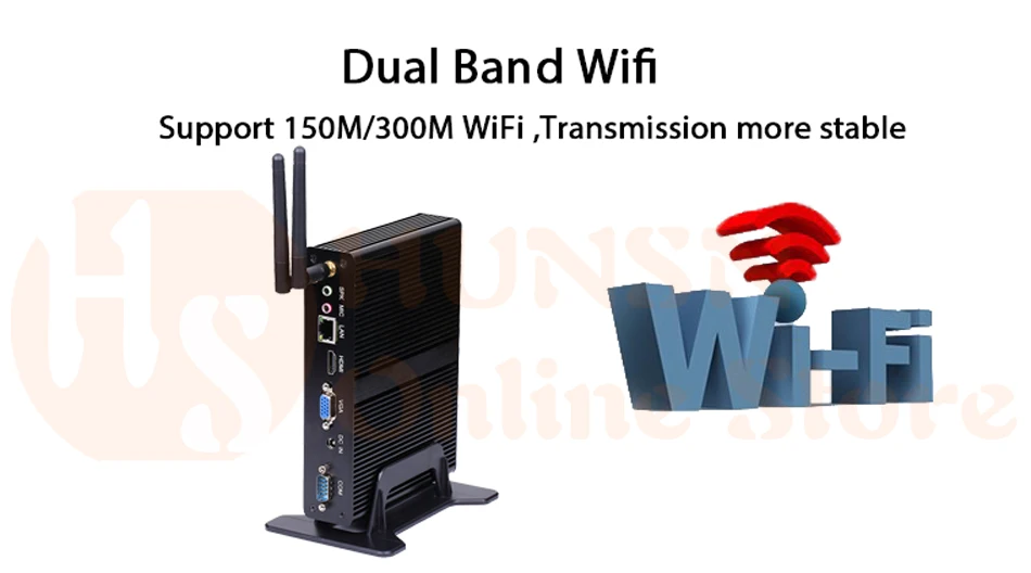 Fanless Mini PC I3 7100U J1900 J1800 HUNSN BM10 (3)