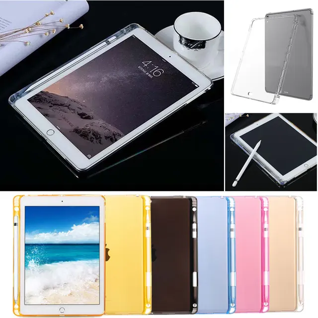 For iPad Pro 11 2018 Case with Pencil Holder Soft TPU Silicone Case