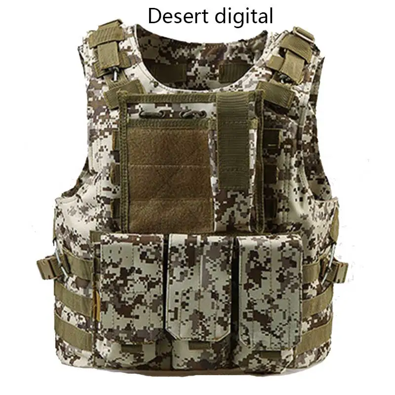 Мужские жилеты MOOLE Military SWAT без рукавов с нейлоновыми карманами тактические безрукавки цвета хаки камуфляжные съемные пальто непробиваемая майка - Цвет: Desert digital