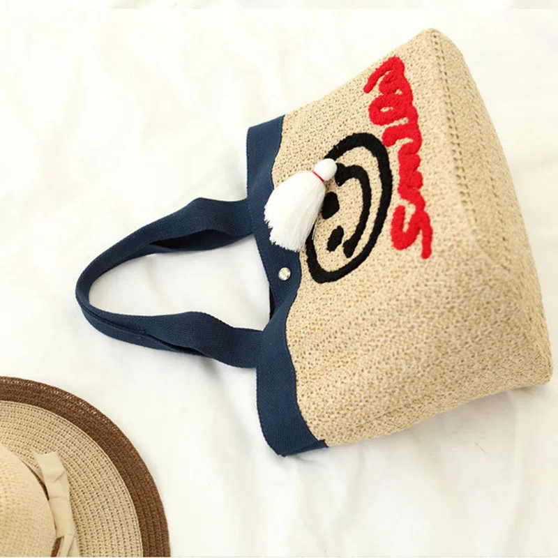 Women Tassel Handbag Bohemian Summer Beach Female Straw Bags High Quality Lady Weave Shoulder Bag Casuel Knitted Tote SS3071 (9)
