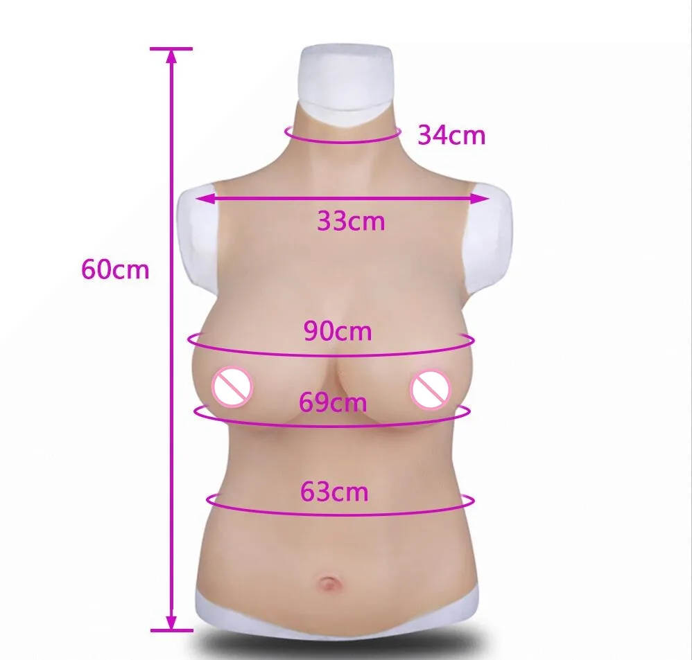 

Top quality half body solid C cup boobs for crossdresser breast plate for cosplay Transgender Through SGS certification