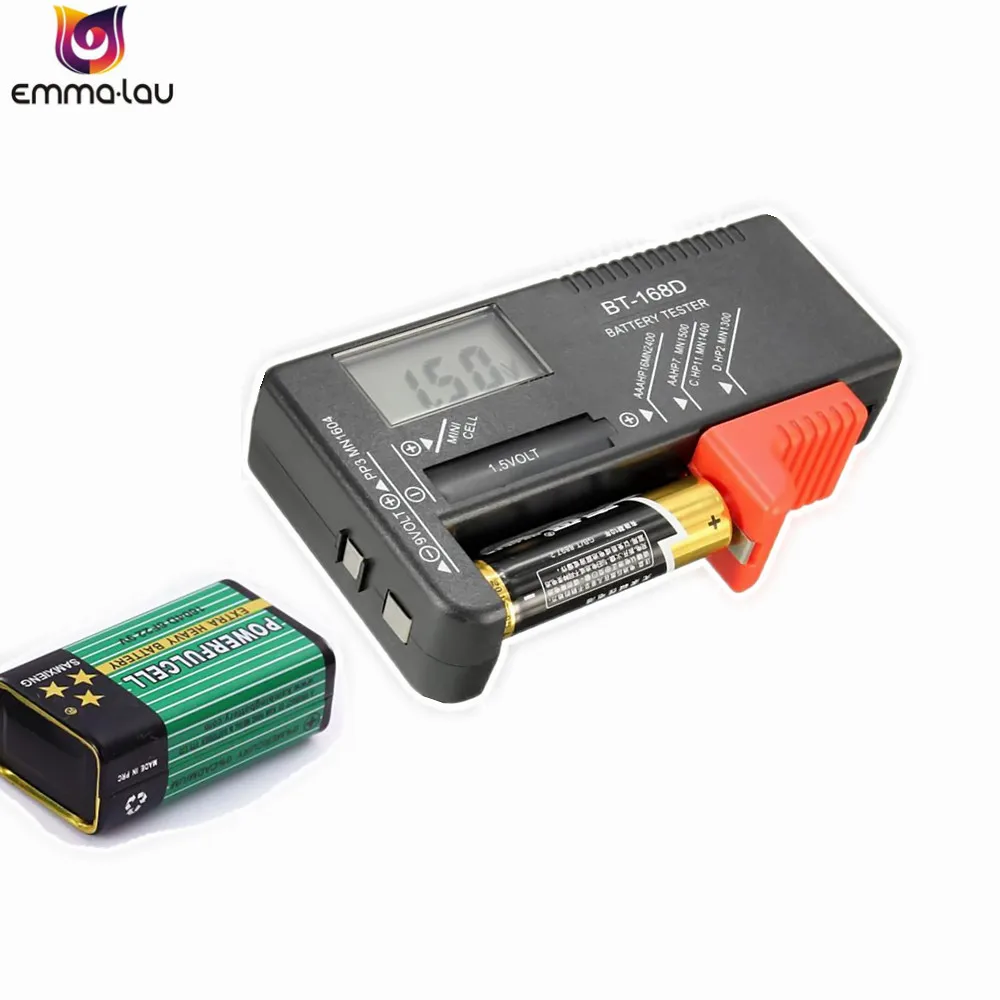 BT 168D Portable Digital Battery Tester BT168 LED Black AA AAA 1.5V 9V