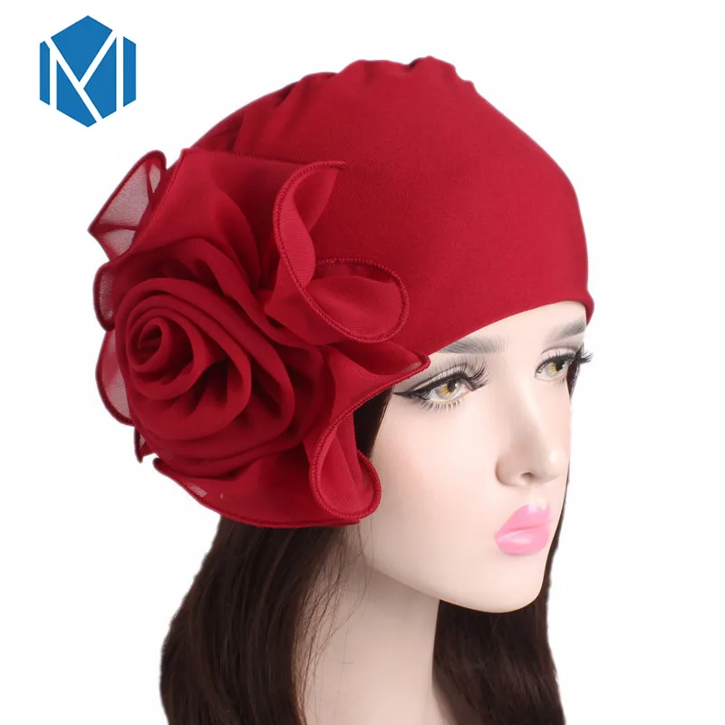

MISM Big Flower Chiffon Hijab Bandana Women Cap African Turban Boho Head Wrap Hippie Summer Head Scarf Muslim Foulard Femme
