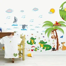 1/Pc Kids Zoo Animal Wall Sticker Giraffe Crocodile Monkey Kangaroo Stuffed Animal Kids Room Home Decor Wall Decoration