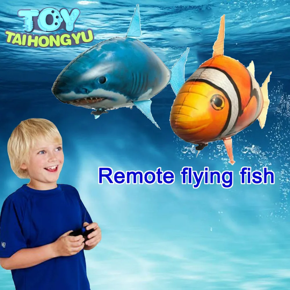 

TAIHONGYU Remote Control RC Air Fly Fish Shark Toys Fish Balloons Nemo Inflatable with Helium Plane Toy Party For Kids Christmas