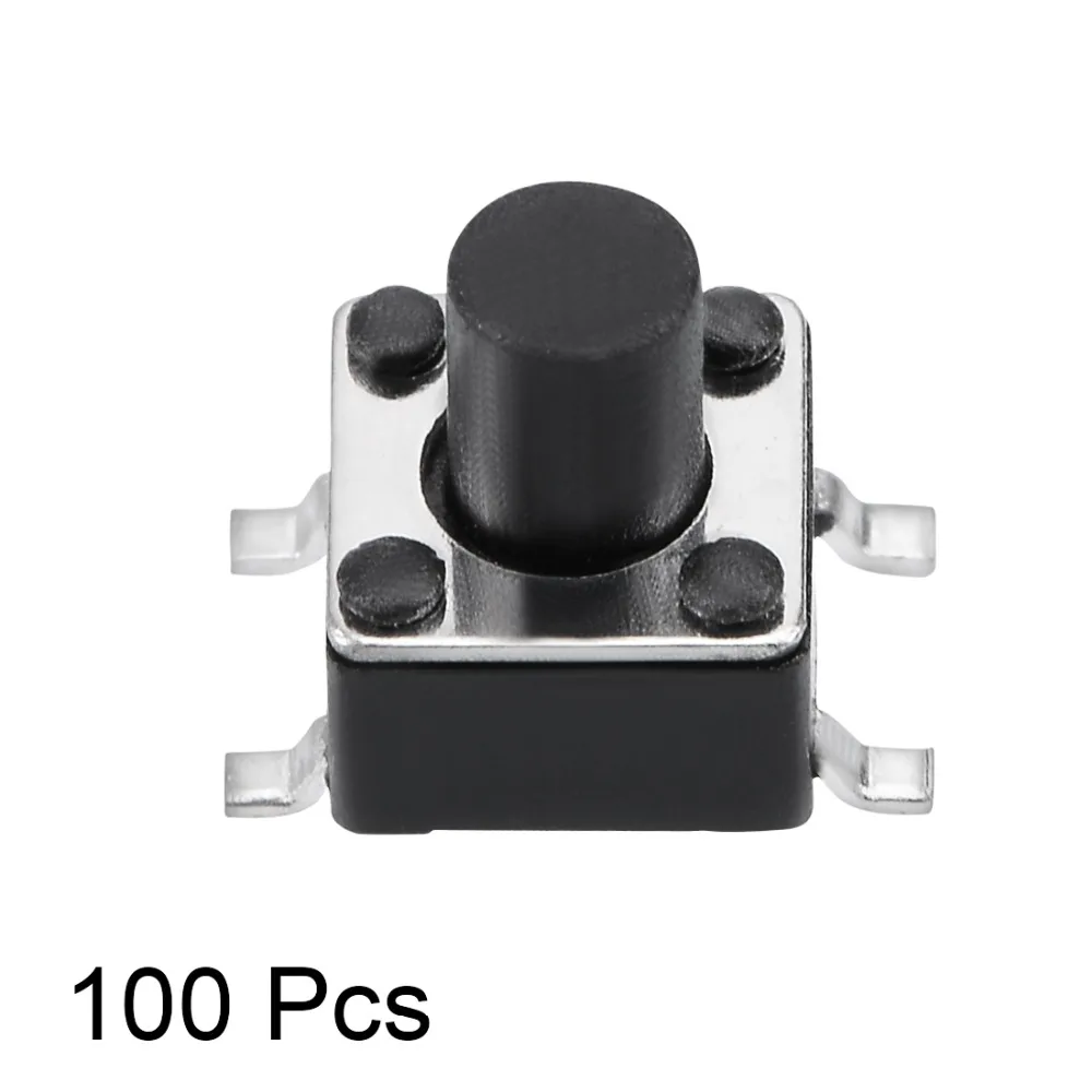 

UXCELL 100Pcs 4.5x4.5x5.5mm Switches Panel PCB Momentary Contact Tactile Tact Push Button Switch 4 Terminals Electrical Supplies