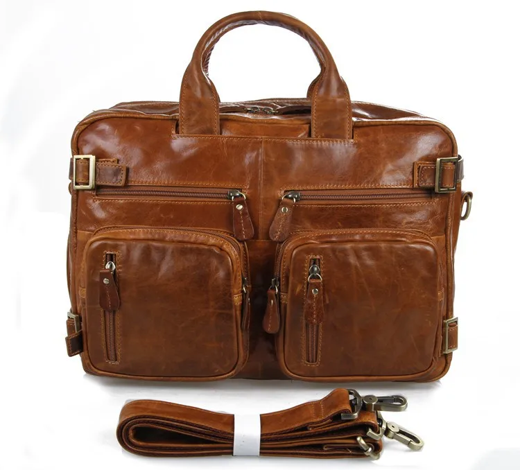 Genda 2Archer Men Genuine Leather Business Laptop Case Briefcase Tote