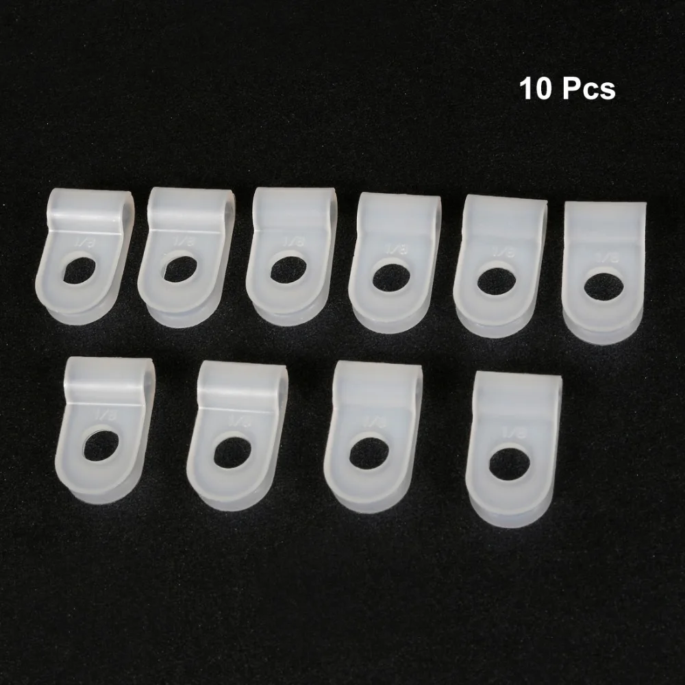 

Uxcell 10Pcs Fit 3.2/6.4/12.7/15.8/19.4mm Dia Wire Hose Tube Nylon R-type Cable Clamp Cord Clips for Wire Management Black White