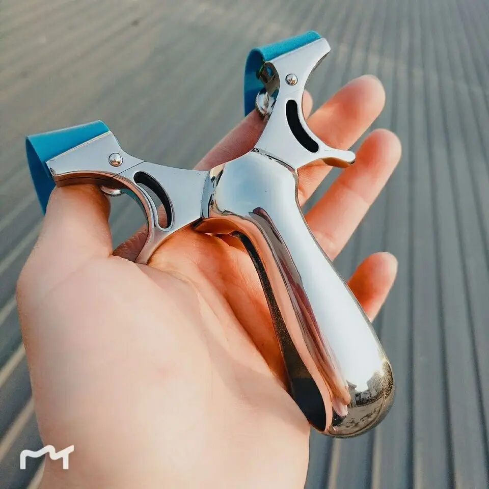 

Slingshot Powerful Catapult for Hunting Stainless steel with flat Rubber Band Outdoor Shooting Game Sports sling shot