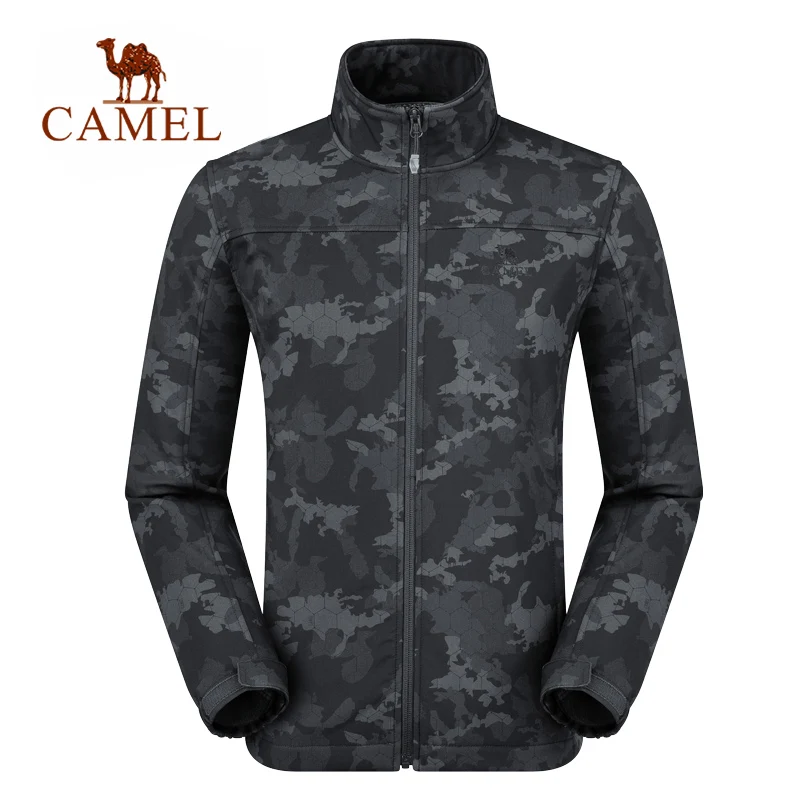 CAMEL Мужская Уличная Повседневная флисовая куртка Камуфляжный узор ветрозащитная Водонепроницаемая походная куртка для кемпинга рыбалки и охоты - Цвет: Black