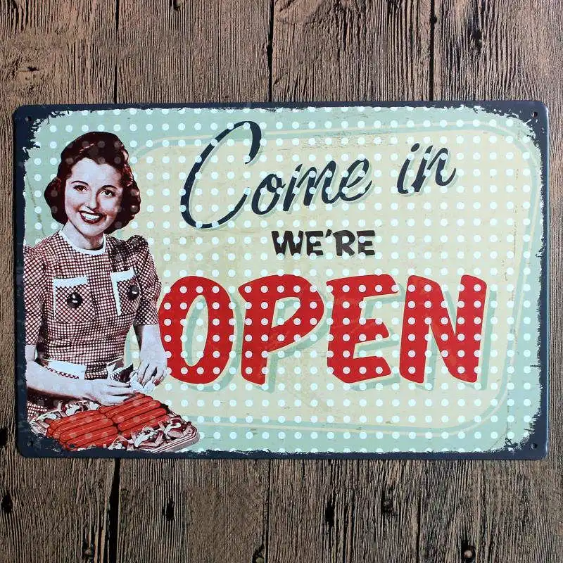 Open Closed Signs Coffee Decoration Tin Plate Pub Retro Decorative Bar ...