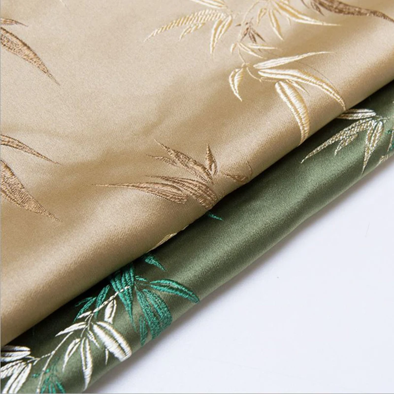 new arrival polyester brocade bamboo leaf fabric for patchwork felt tissue telas dress bed sheet children cloth coat 100x75cm | Дом и сад