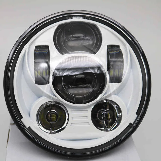 white 5-3/" круглая фара для Harley Dyna Sportster 1200 883 запчасти указатель поворота moto 5,75 дюймов проектор светодиодный мото фара - Цвет: white