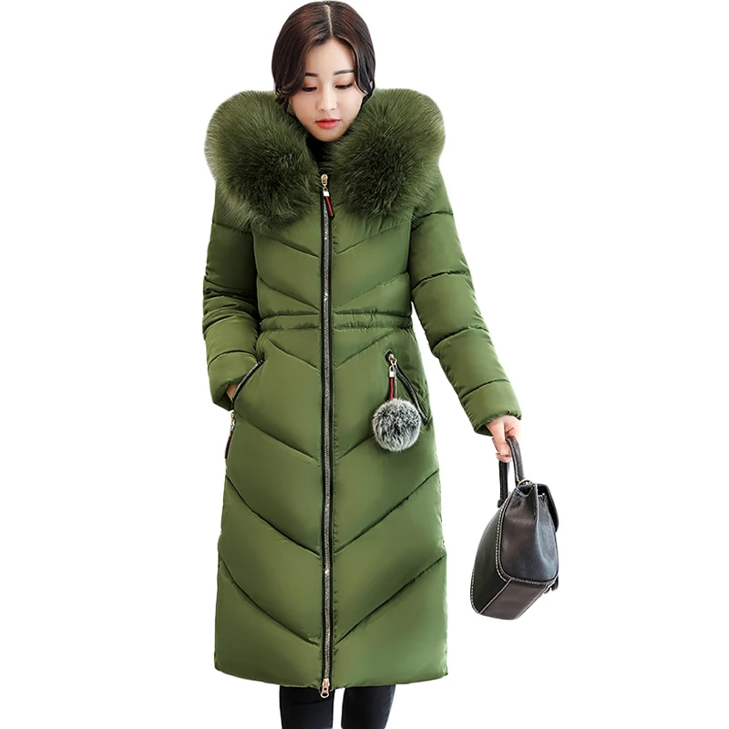 

Plus Size L-7XL 2018 Winter Jacket Women Long Slim Large Fur Hooded Women Down Cotton Coat Thick Warm Female Wadded Parka CM1797