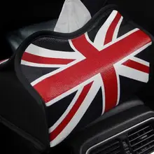 1 шт. кожа Красный Черный Мягкая коробка ткани в машине Копченый тянет коробка ткани Английский флаг Подходит для BMW