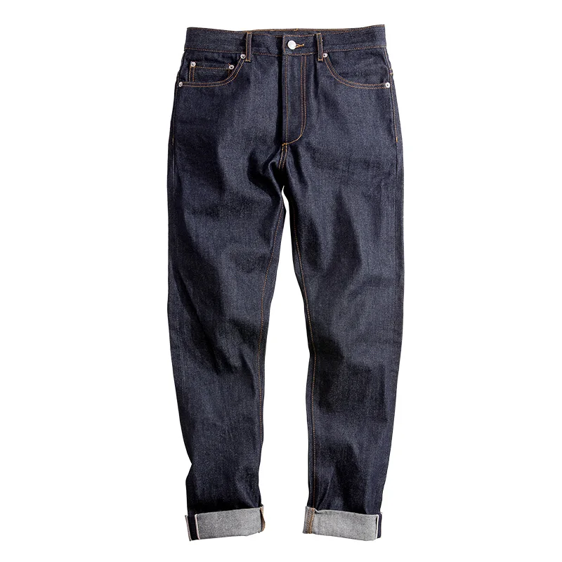 Koop Maden 14 oz Mannen Raw Denim Jeans Rode Oor Zelfkant All matching Casual AMEKAJI Vintage Retro Safari Rechte Broek lange Broek