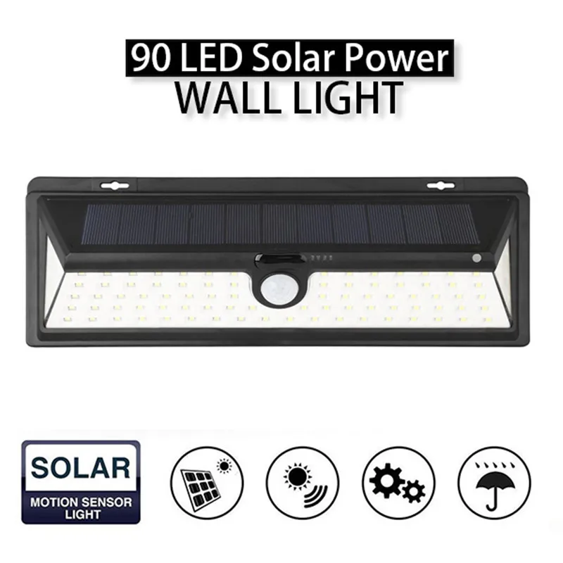 Mising IP65 Waterproof 90 LED Solar Light 2835 SMD White Solar Power Outdoor Garden Light PIR