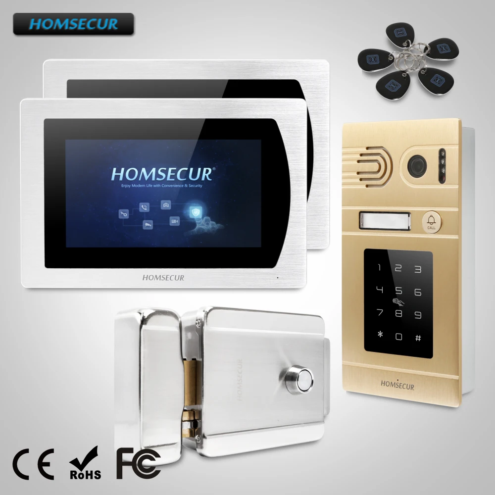 HOMSECUR 7" Wired Hands free Video Door Phone System Electric