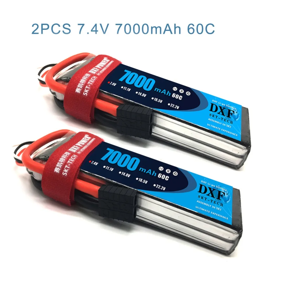 t para Traxxas 2 Pcs Dxf 3 2 s s 60c 4s 7.4 v 11.1 v 14.8 v 7000 Mah Bateria Lipo rc Peças Hard Case e deans Trx4 Carros Buggy Avião Barco 5 2 pçs dxf 2 s 3 s