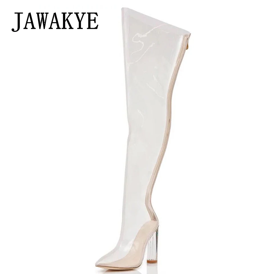 clear thigh boots