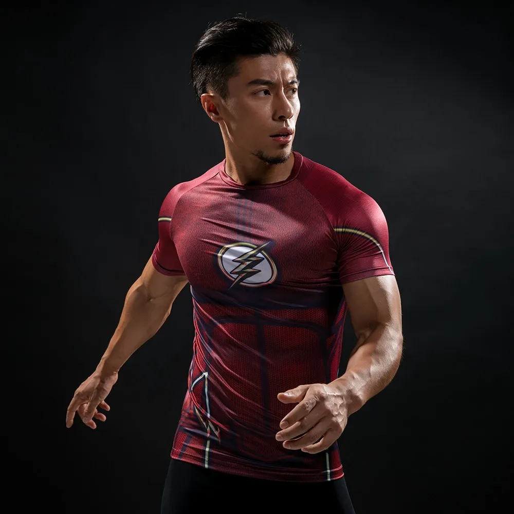 

Summer Compression T-shirt Flash 3D Printed T Shirt Men Long Sleeve Marvel Comics Superhero Exercise Fitness Clothing Tops Male